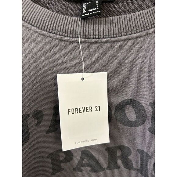 Forever 21 French Terry Paris Graphic Pullover Size Medium Gray NWT Oversized - Picture 6 of 9